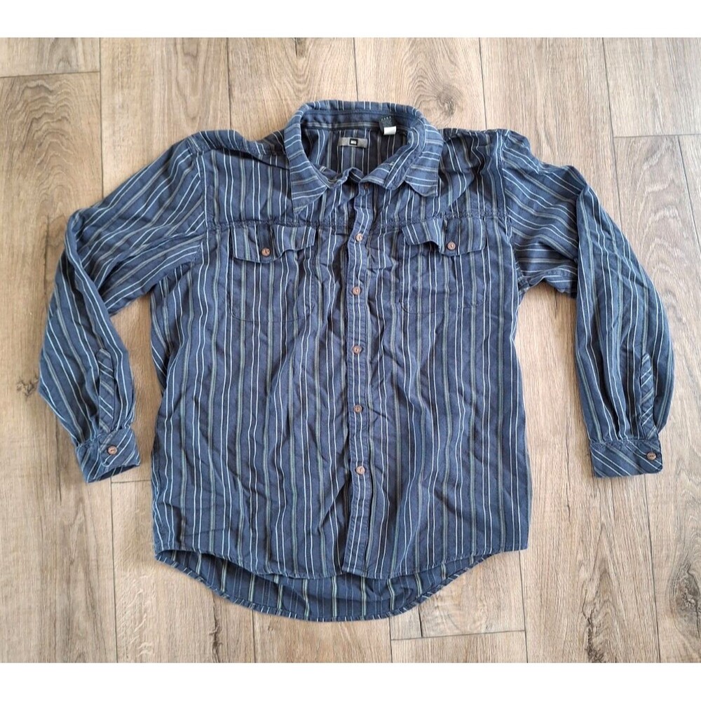 REI Blue Striped Button Up Shirt Long Sleeve Cotton Rayon Blend Outdoor Mens XXL
